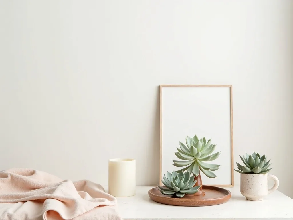 Botanische poster van een Sempervivum succulent met gedetailleerde rozet, ontworpen in warme aardetinten voor kunst aan de muur