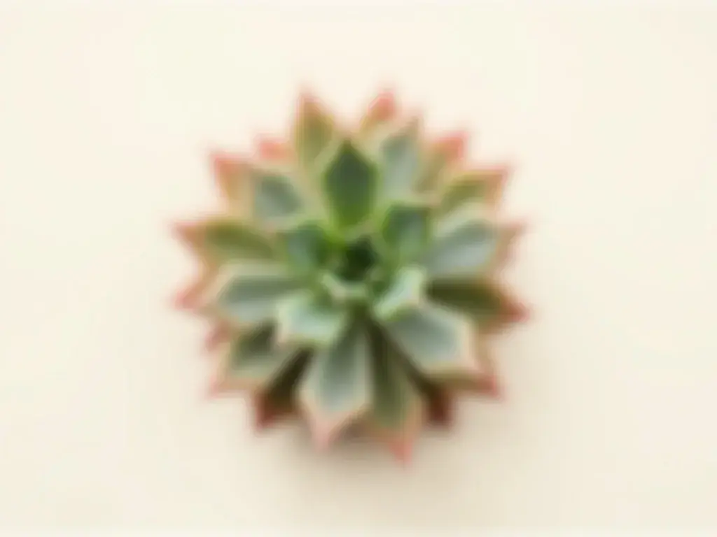 Lámina botánica de suculenta Sempervivum con detalle de roseta verde y tono crema, estilo contemporáneo para salón