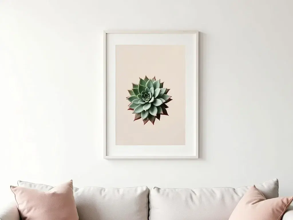 Affiche botanique de Sempervivum rendue en studio, aux tons verts profonds et textures délicates, idéale pour une décoration murale salon élégante