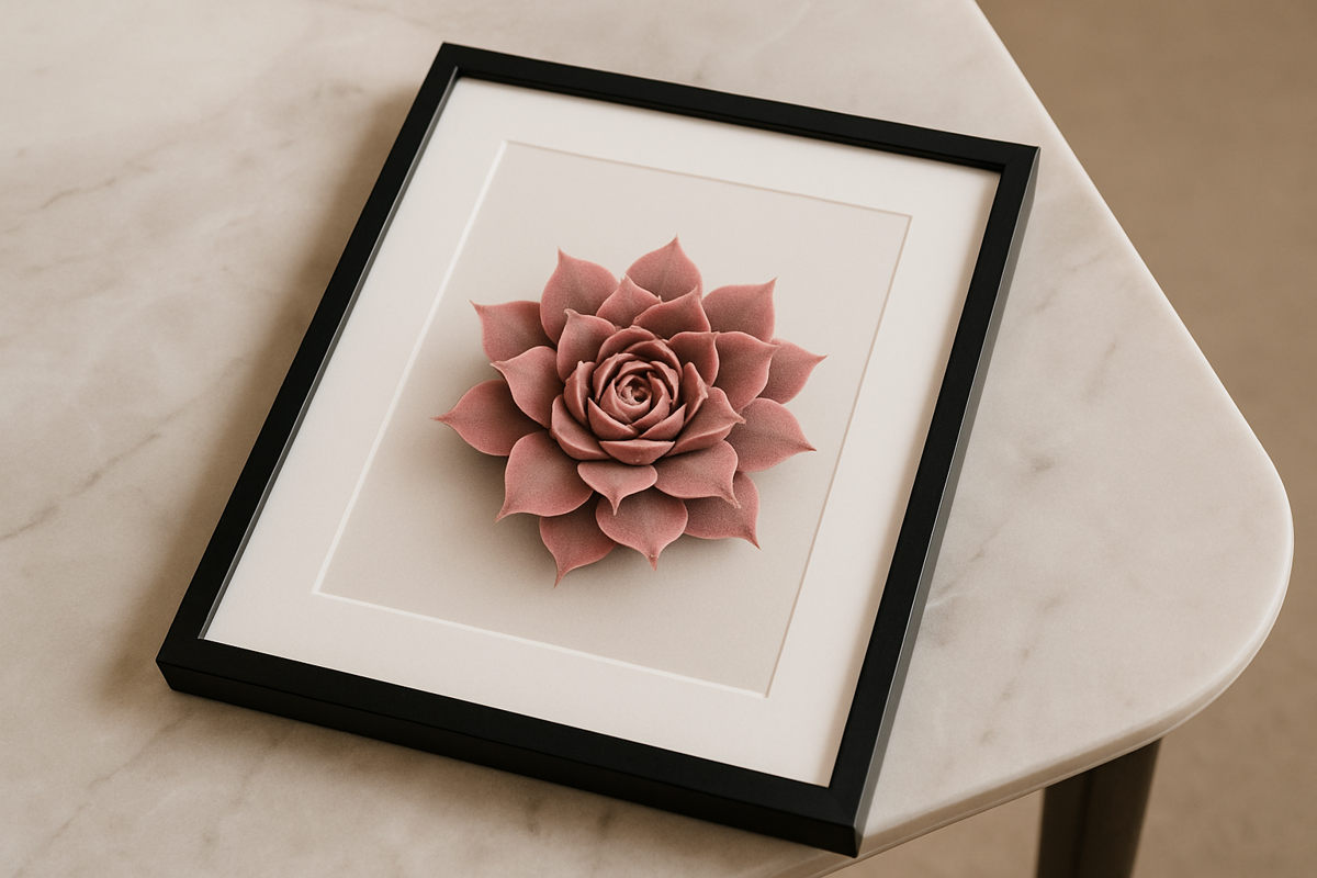 Ilustração botânica detalhada de Sempervivum com variação tonal rica, ideal para quadro decorativo em alta resolução