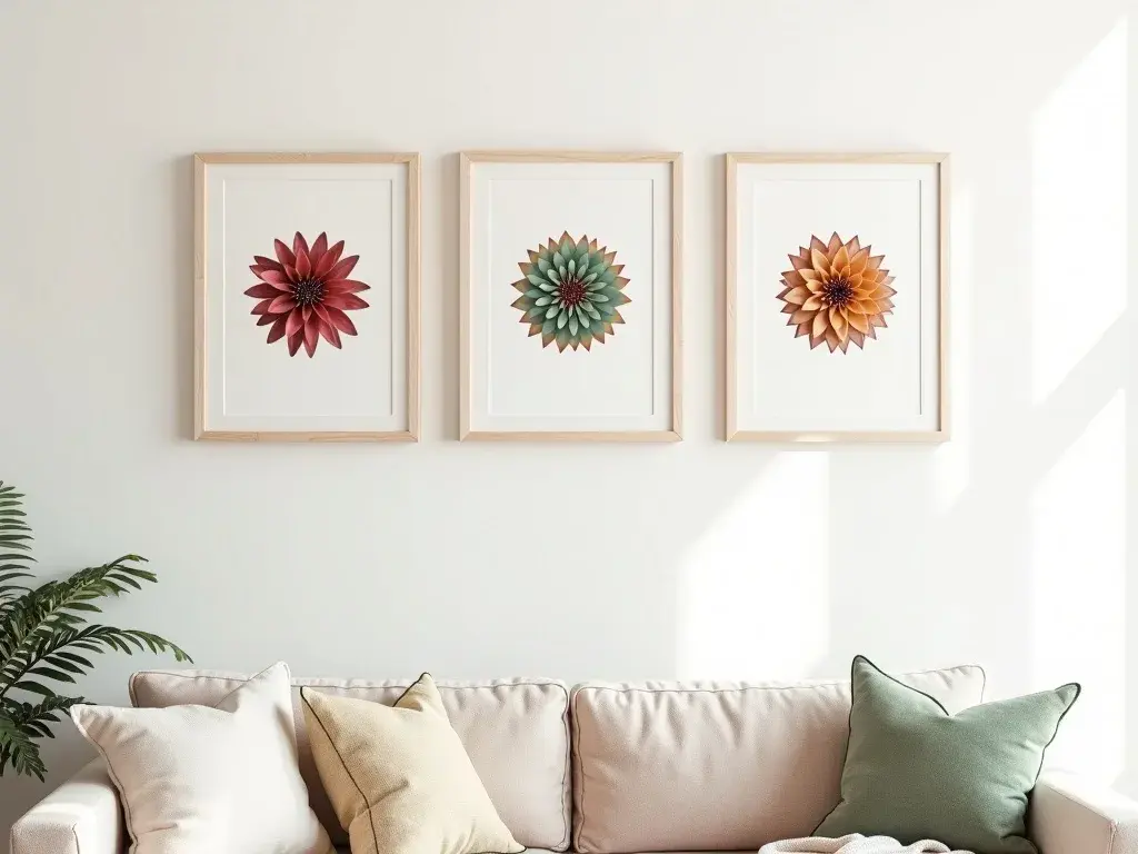 Botanisk poster med sempervivum i djup terracotta och stålgrå toner, renderad i detaljerat studiostil mot vit bakgrund